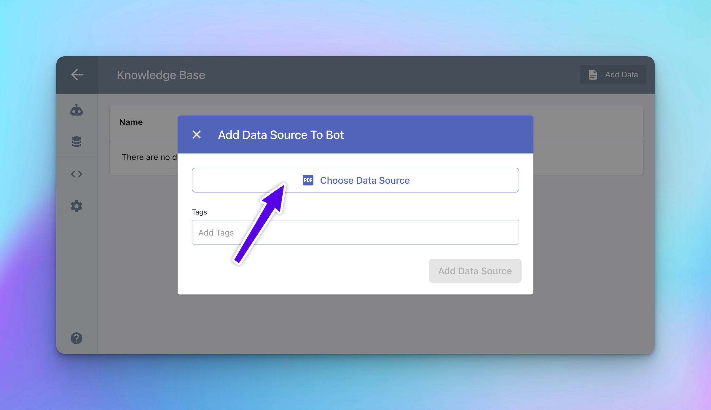 Add data source and tags input