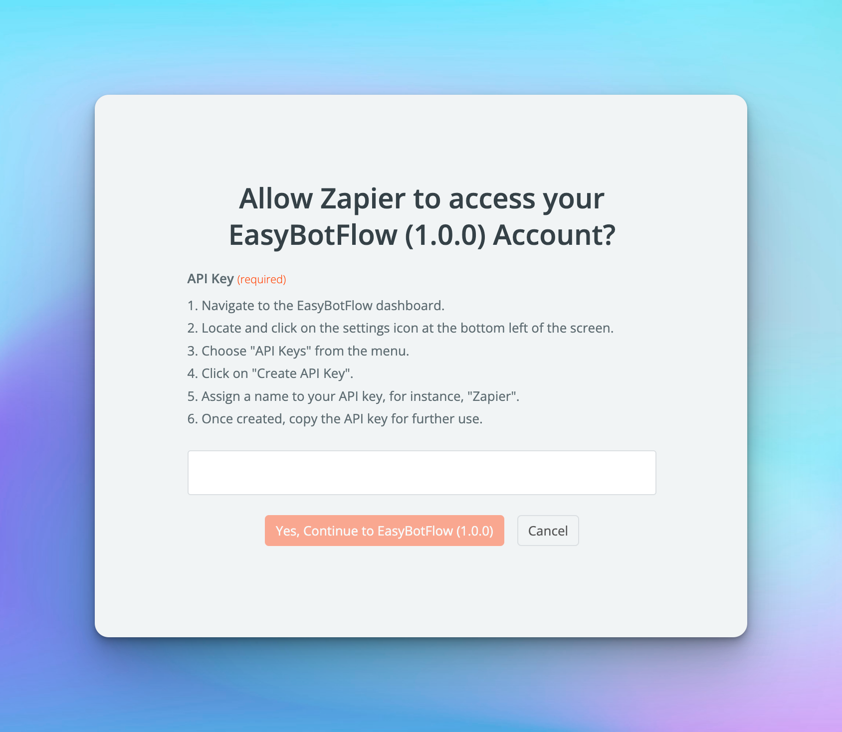 Zapier API Key Authentication